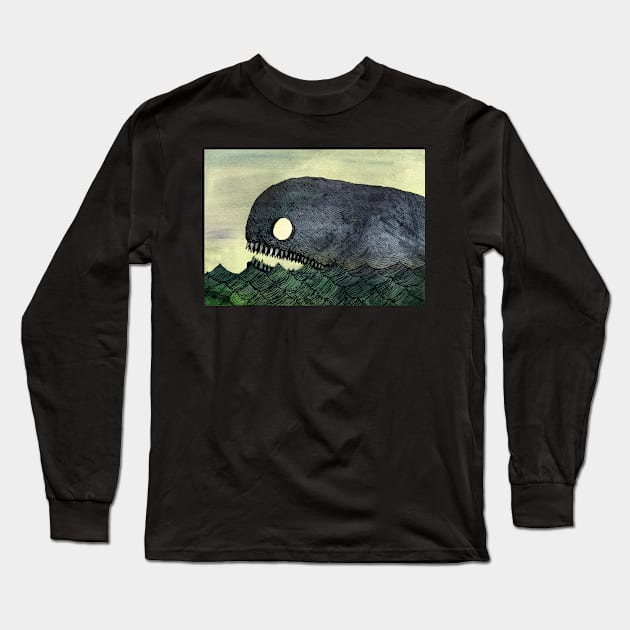 Monstrous Whale Long Sleeve T-Shirt by djrbennett